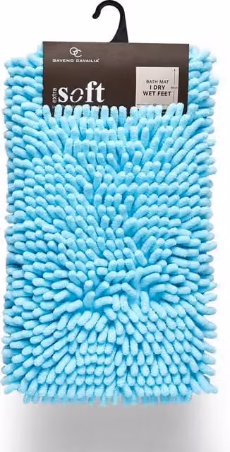 GAVENO CAVAILIA Turquoise Chenille Microfibre Non-Slip Bath Mat, W/D: 50 x 80 cm