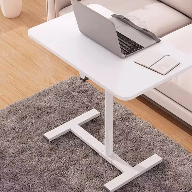 FORGEVIO White Adjustable Mobile Laptop Stand with Tilting Top and Sled Base – 1