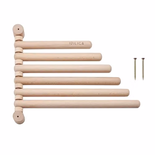 KitchenCraft Idilica Beechwood 6-Rail Wall Mounted Rack in Brown – 1