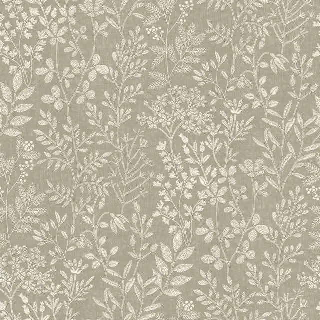 Grandeco Botanical Floral Embroidery Stitched Foliage Trail Wallpaper in Green – 1