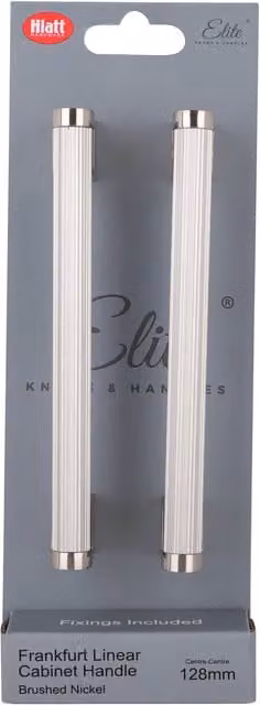 Elite Knobs & Handles Pack of 2 Frankfurt Linear Bar Cabinet Handles in Brushed Nickel Silver, 128mm