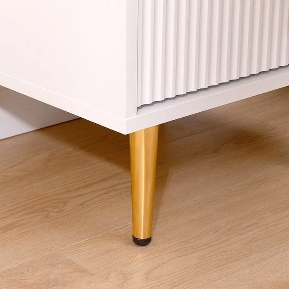 MMT Furniture Designs Ltd Moderna Bedside Table with 2 Fluted Ribbed Drawers in White, Black or Gold, W: 40 cm, D: 40 cm, H: 55 cm – 4