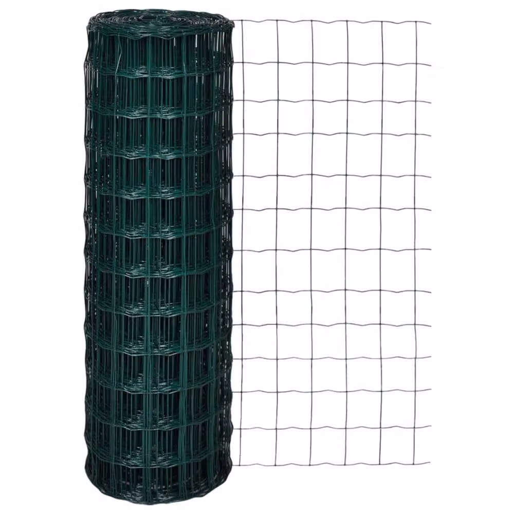 Berkfield Home Euro Fence PVC-Coated Steel Fencing, Green, W: 25 m, H: 1.2 m – 2