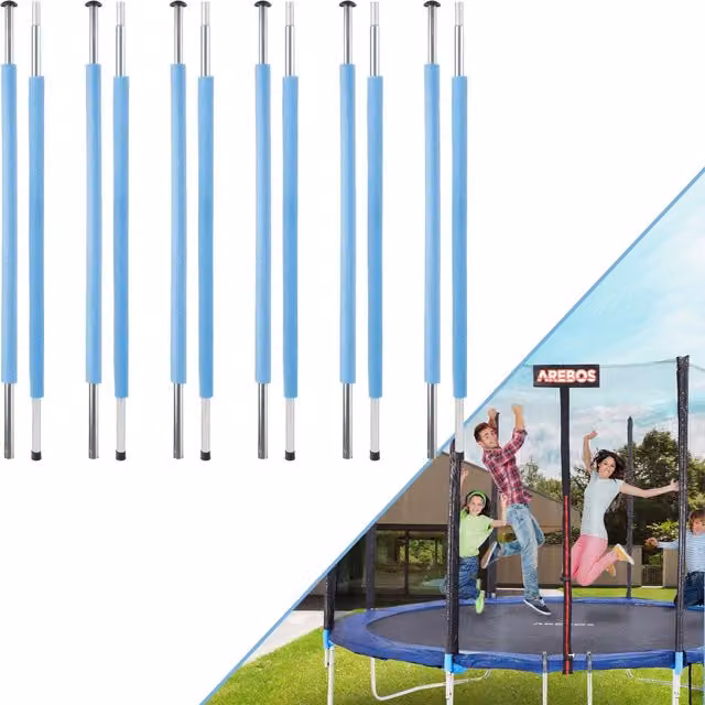 AREBOS Blue Steel Spare Part for Trampoline with Protective Caps for 244 - 305 cm Models
