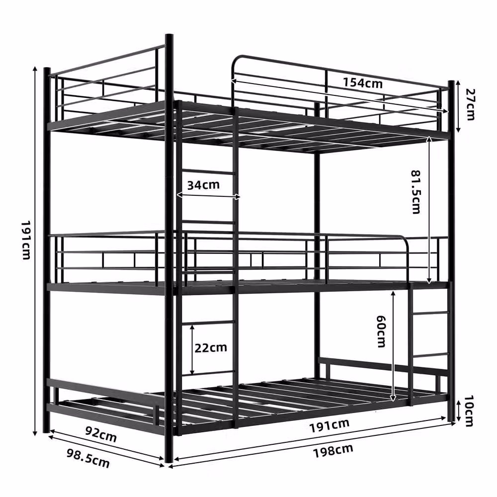 STILVORA Modern Metal Junior Bed Frame in Black – 2