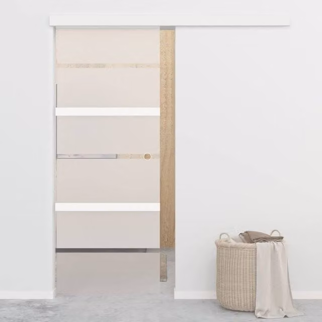 Berkfield Home Sliding Glass and Aluminium Door with Soft Stops, Silver, W: 76 cm, H: 205 cm
