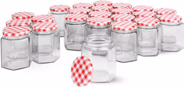 Maison & White Set of 24 Transparent Glass Jam Jars with Screw Lids, 0.25 l