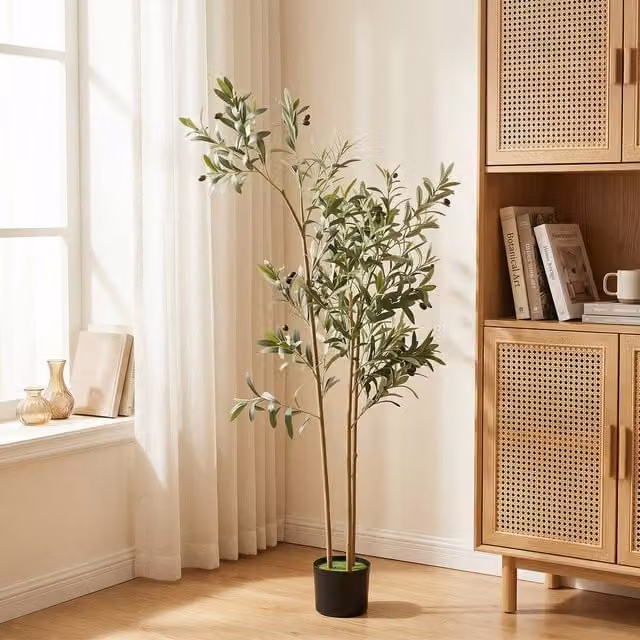 HOMCOM 148 cm Green Silk Mediterranean Olive Tree Artificial Plant