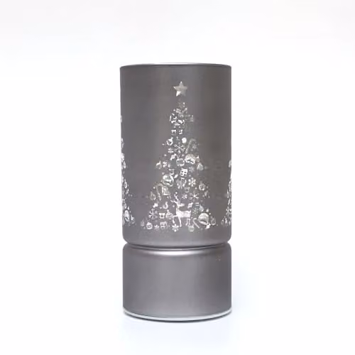 Shatchi Grey and Gold Etched Glass Christmas Vase Table Lamp with LED Fairy Lights, Height: 17 cm – 2