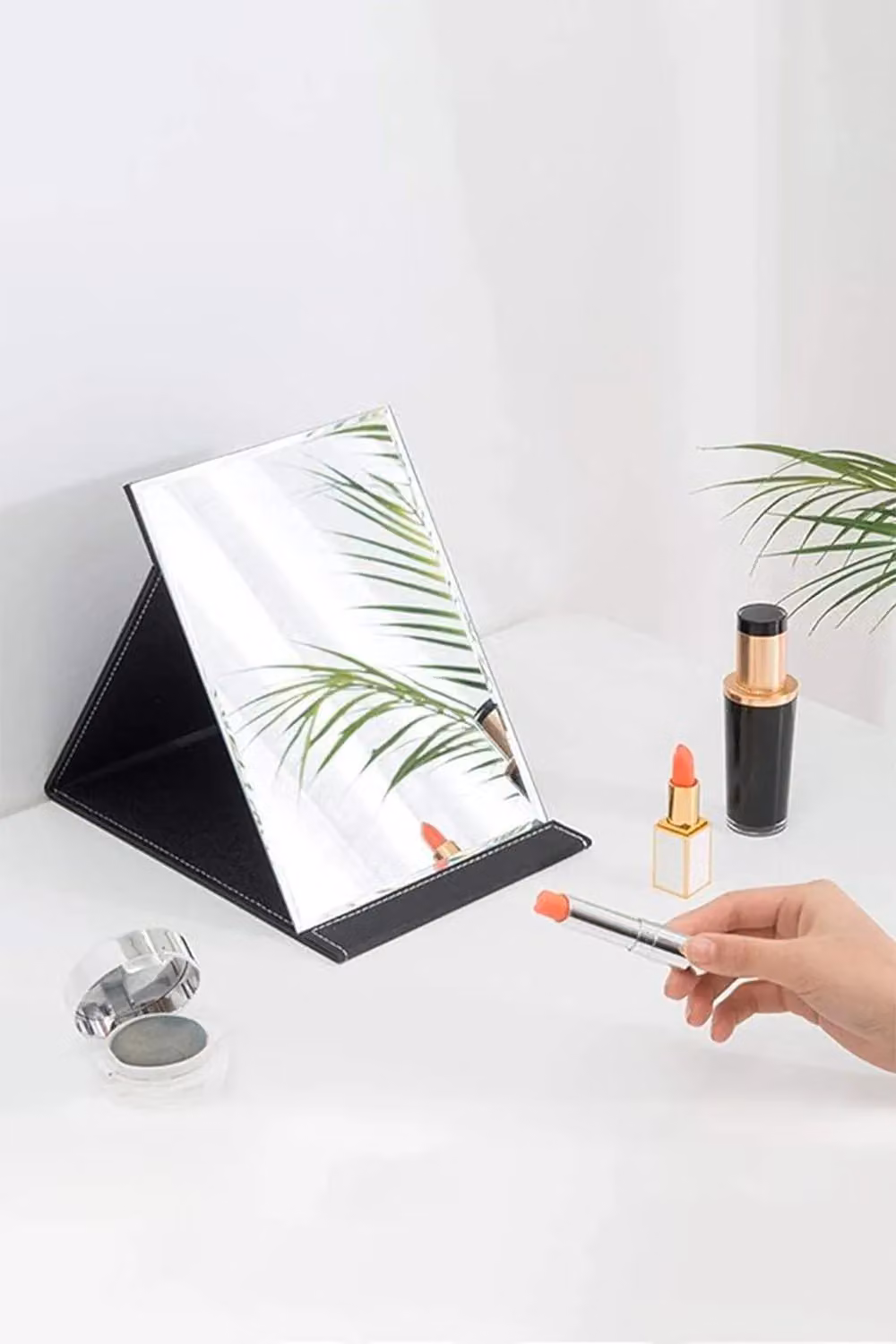 SHEONLY Portable Foldable Tabletop Makeup Mirror in Black – 2