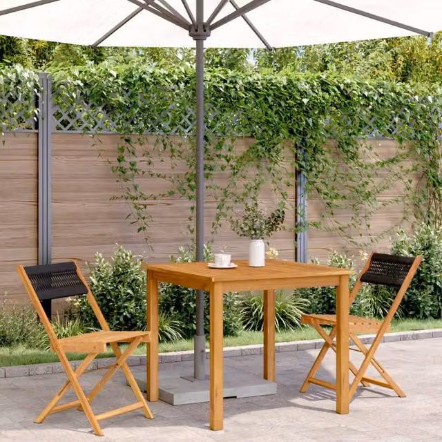 Berkfield Home Beautiful Bistro Chairs, Set of 2, Black Acacia Wood and Tan Rope