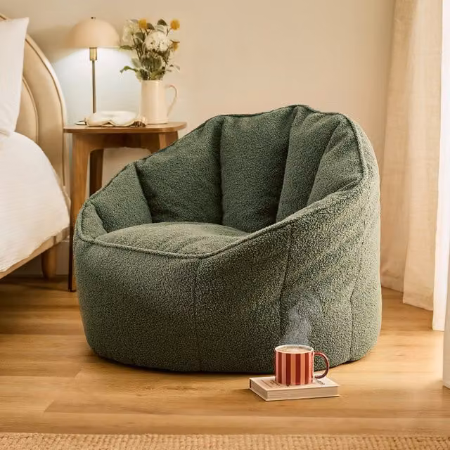 ICON Sirena Bouclé Bean Bag Accent Chair in Green – 1
