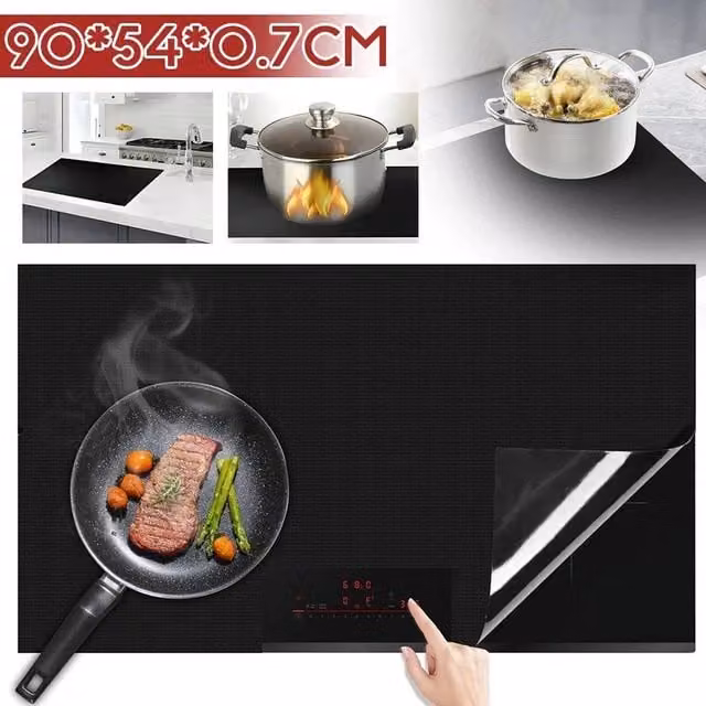 NESTLUNE Large Silicone Induction Hob Cover in Black, W: 90 cm x D: 54 cm