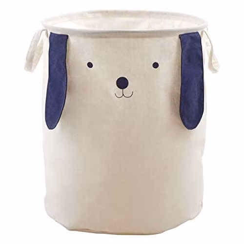 Orsina Dog Face Collapsible Fabric Laundry Bag with Handles in White or Blue, W/D/H: 38 x 38 x 38 cm – 1