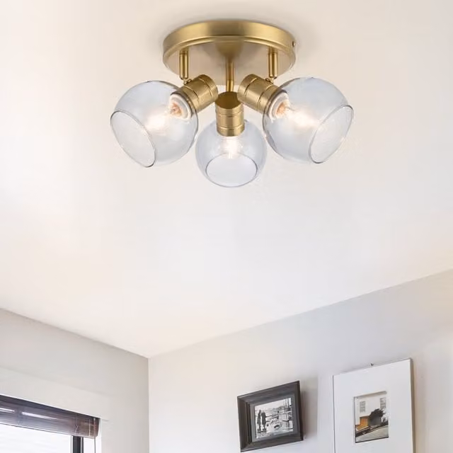 COSYLYTE Hilston 3 Light Glass Spotlight in Gold/Brass