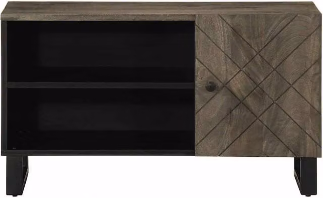 Berkfield Home Black Mango Wood TV Cabinet W/D/H: 80 x 33 x 46 cm