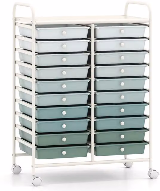 Havendro 20 Drawer Rolling Storage Cart with Wheels in Green – 1