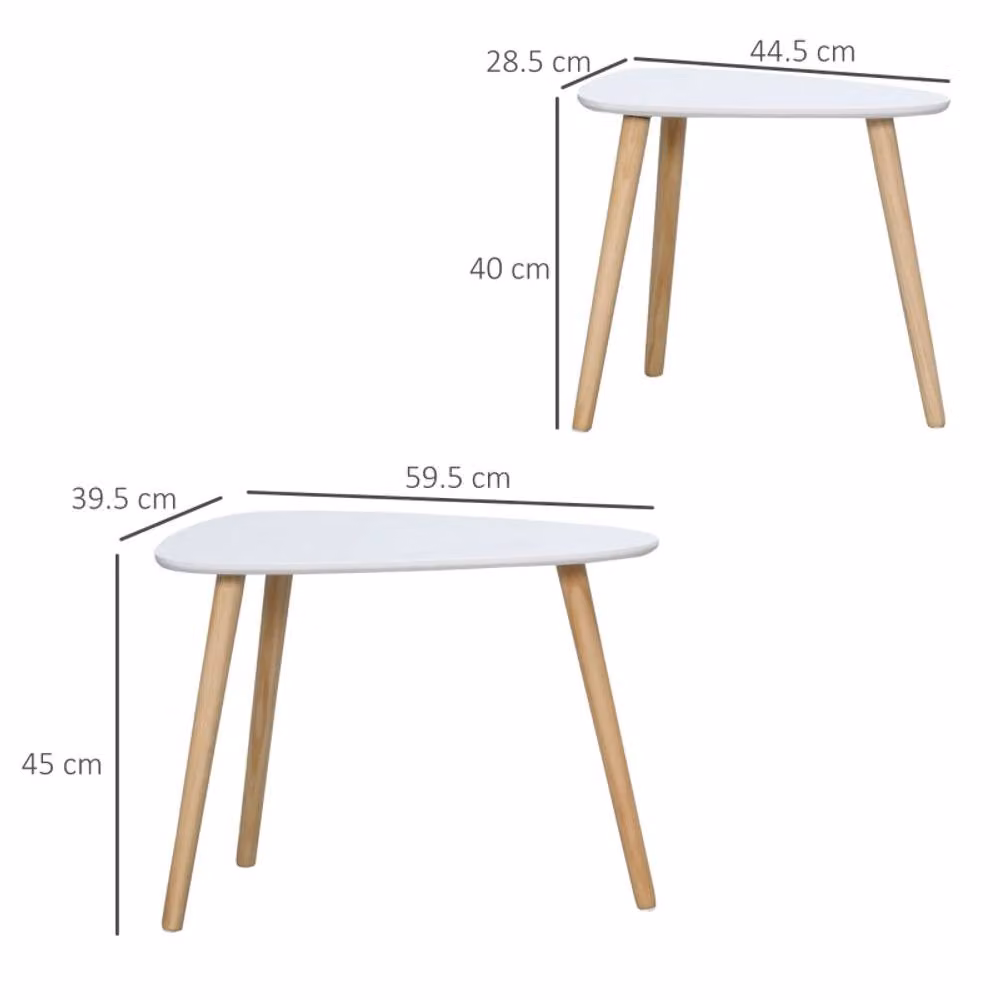 STILVORA Set of 2 White Nesting Side Tables with Wooden Legs – 3