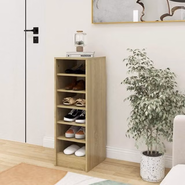 Berkfield Home Sonoma Oak Shoe Cabinet in Brown, W/D/H: 31.5 x 35 x 90 cm – 1