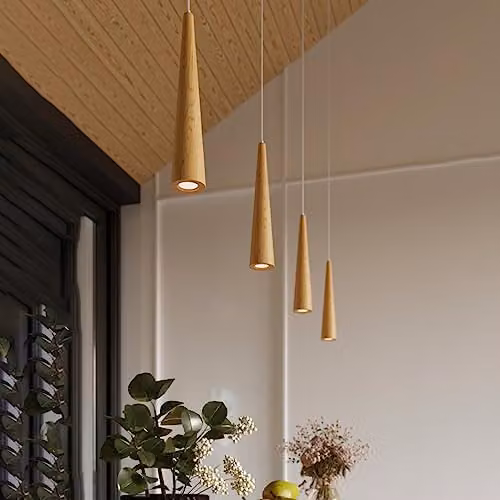 SOLLUX lighting Sula Scandinavian Style Wood Pendant Lampshade in Brown with GU10 Base – 3