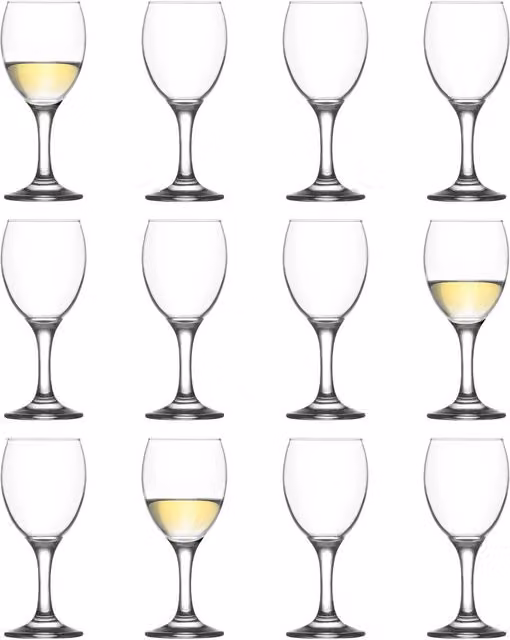 LAV Transparent Yellow Wine Glass, 205 ml, Pack of 12