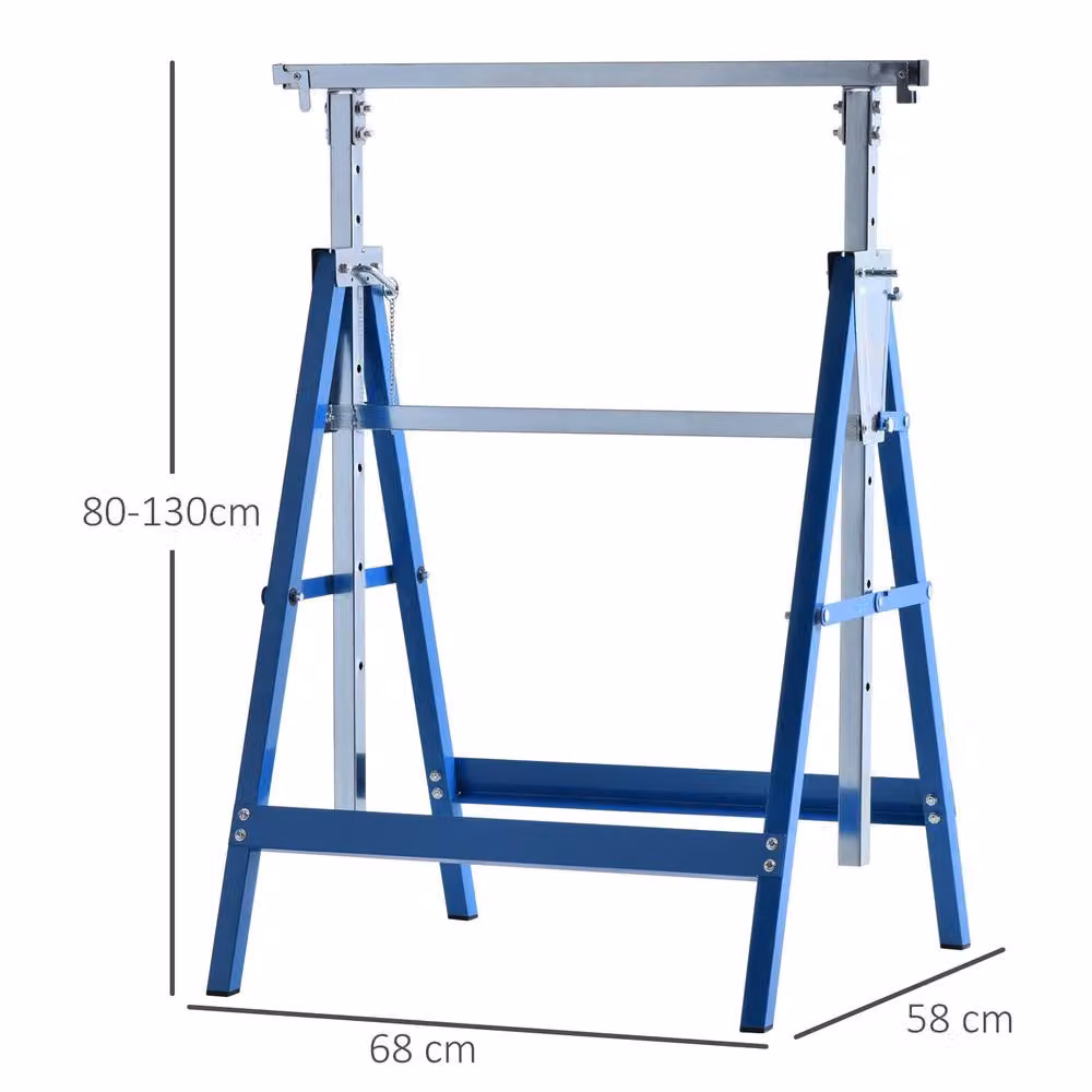 STILVORA Set of 2 Adjustable Steel Saw Horses in Blue – 3
