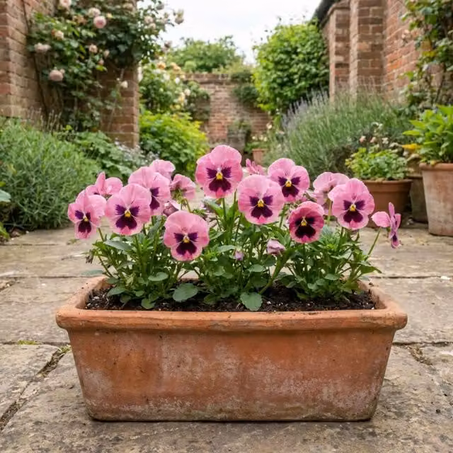 Plants By Post Pansy Pink with Blotch Bedding Plant, Pink and Purple, 3L Pot