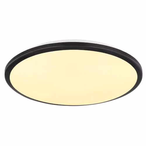 Globo Lighting Round LED Ceiling Light in Black, Warm White, Diameter: 35 cm, Height: 5.5 cm