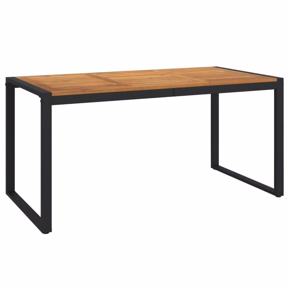 Berkfield Home Garden Table in Brown Solid Acacia Wood with U-shaped Legs, W/D/H: 160 x 80 x 75 cm – 1