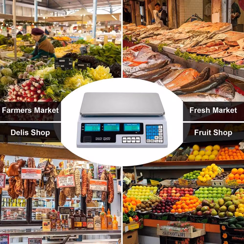 FLAVORA White Digital Price Computing Weigh Scale with 40kg Capacity and Stainless Steel Construction – 2