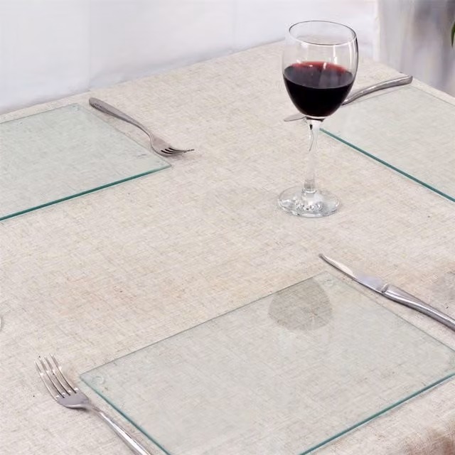 Harbour Housewares Set of 6 Clear Rectangular Glass Placemats, W: 30 cm, D: 20 cm