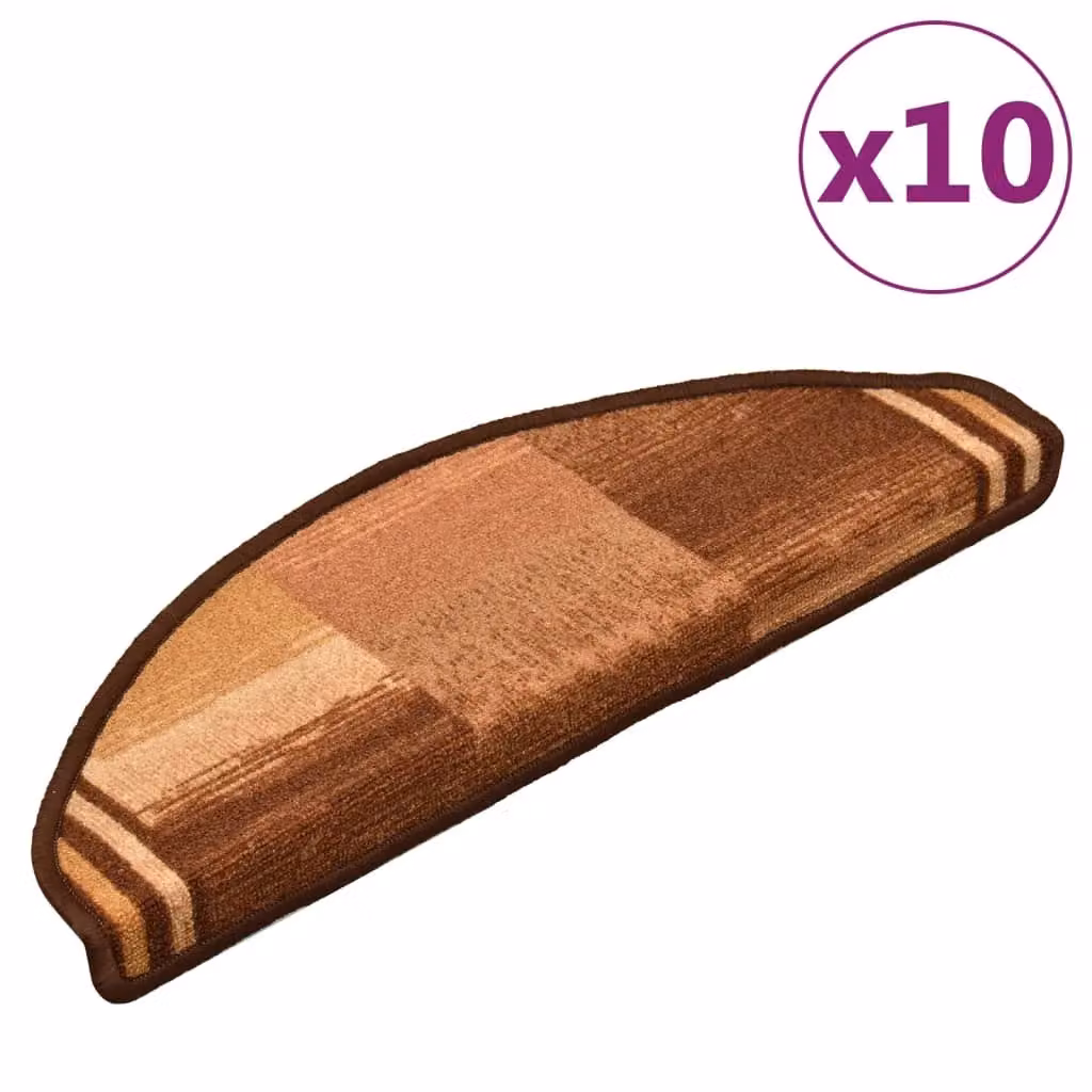 Berkfield Home Self-adhesive Stair Mats, 10 Pack, Brown, W: 65 cm, D: 21 cm, H: 4 cm – 2