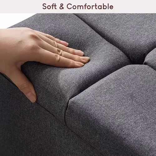 Vida Designs Valencia Fabric Storage Ottoman in Dark Grey Linen, W/D/H: 100 x 40 x 44 cm – 5