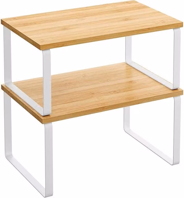 Nordara White and Brown Spice Rack Set of 2 Minimalist Cupboard Shelves