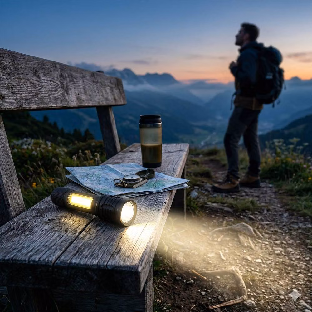 Dragodirect 2-in-1 Rechargeable Pocket Flashlight with COB Side Light and LED in Black – 2