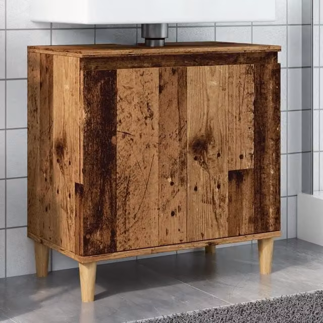 Berkfield Home Sink Cabinet in Old Wood Brown, W/D/H: 58 x 33 x 60 cm