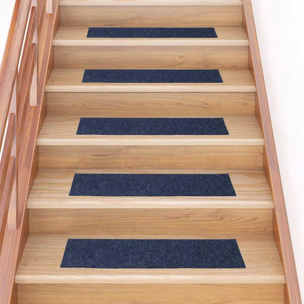 Berkfield Home Self-adhesive Rectangular Stair Mats, 15 Pack, Grey and Blue, W: 76 cm x D: 20 cm – 2