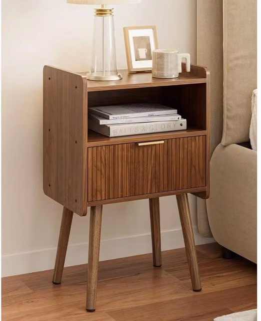 Nordara Modern Wood Bedside Table in Brown, W/D/H: 29 x 70 x 67.5 cm