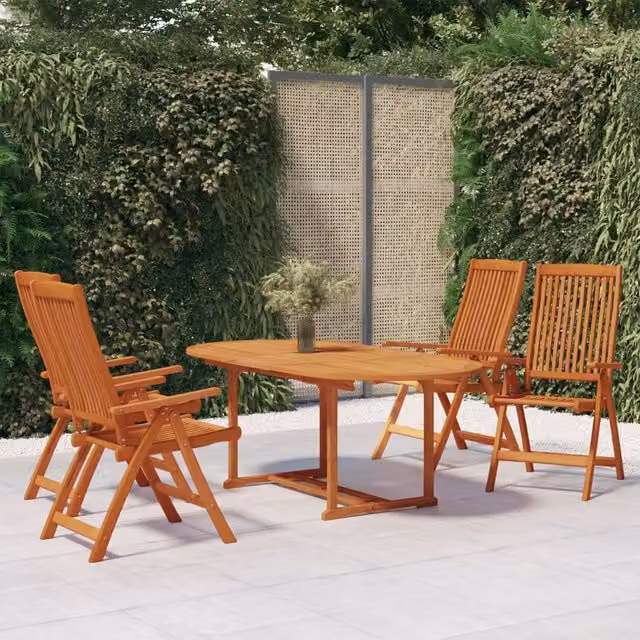 Berkfield Home 5 Piece Garden Dining Set in Brown Solid Eucalyptus Wood