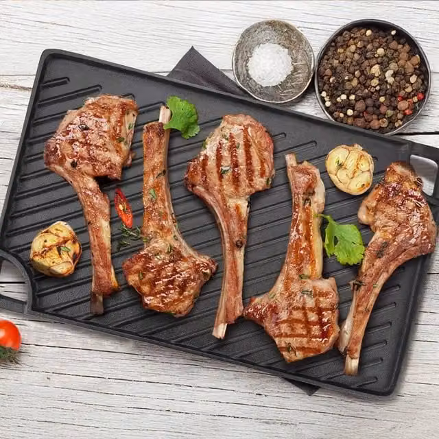 SPETLEK Cast Iron Griddle Hot Plate in Black for Barbecue and Camping Cooking – 1