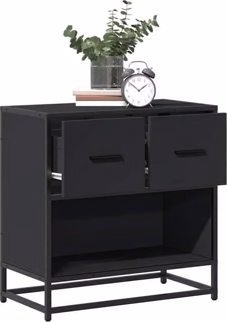 Berkfield Home Black Bedside Cabinet in Engineered Wood and Metal, W/D/H: 60 x 31 x 60 cm – 1