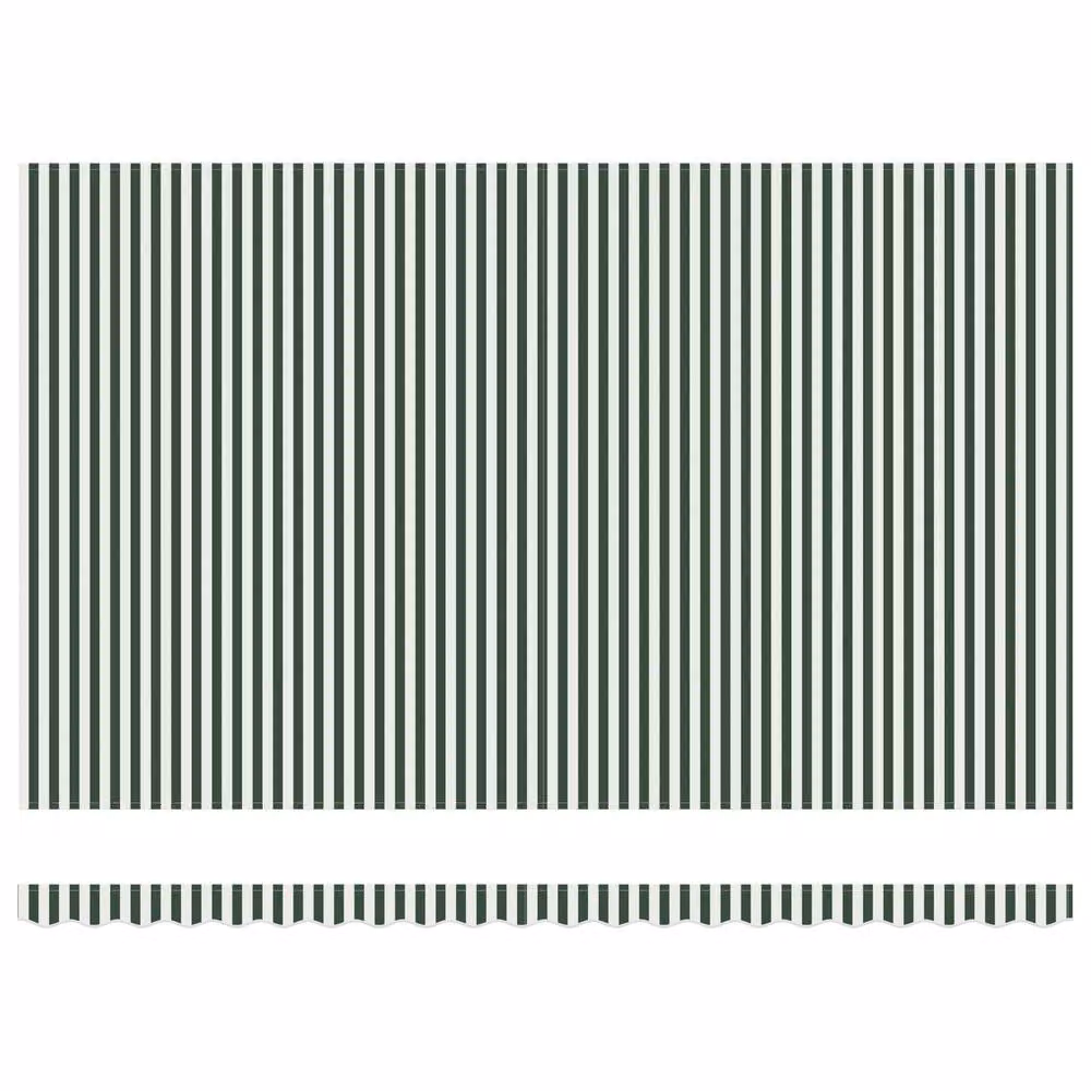 Berkfield Home Manual Retractable Folding Arm Awning with LED, Green and White Striped Polyester Fabric, W: 500 cm, D: 300 cm – 3