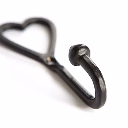 Hammer and Tongs Matt Black Powder-Coated Cast Iron Single Heart Wall Mounted Hook, Pack of 10, W: 4 cm x H: 10 cm – 2