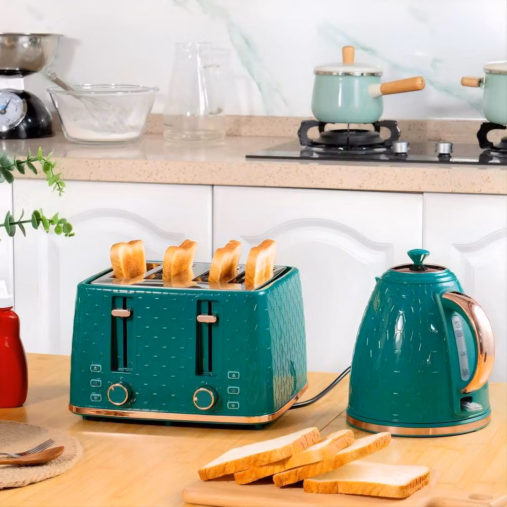 STILVORA Kettle and Toaster Set in Green with 1.7 l Kettle – 3