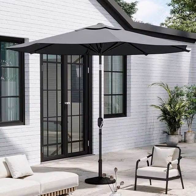 Breeins 3m Traditional Parasol with Composite Resin Base in Grey