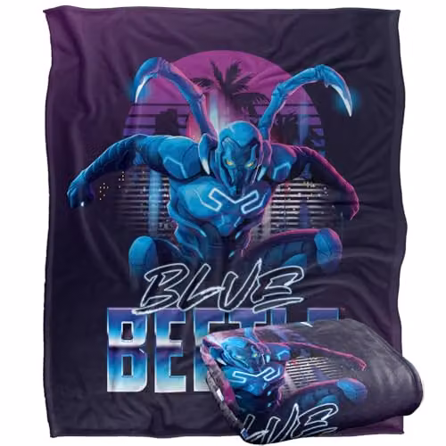Warner Bros. Blue Beetle 2023 City Protector Silky Touch Super Soft Fleece Throw Blanket, Blue and Multicolour, W: 91 cm, D: 147 cm – 2