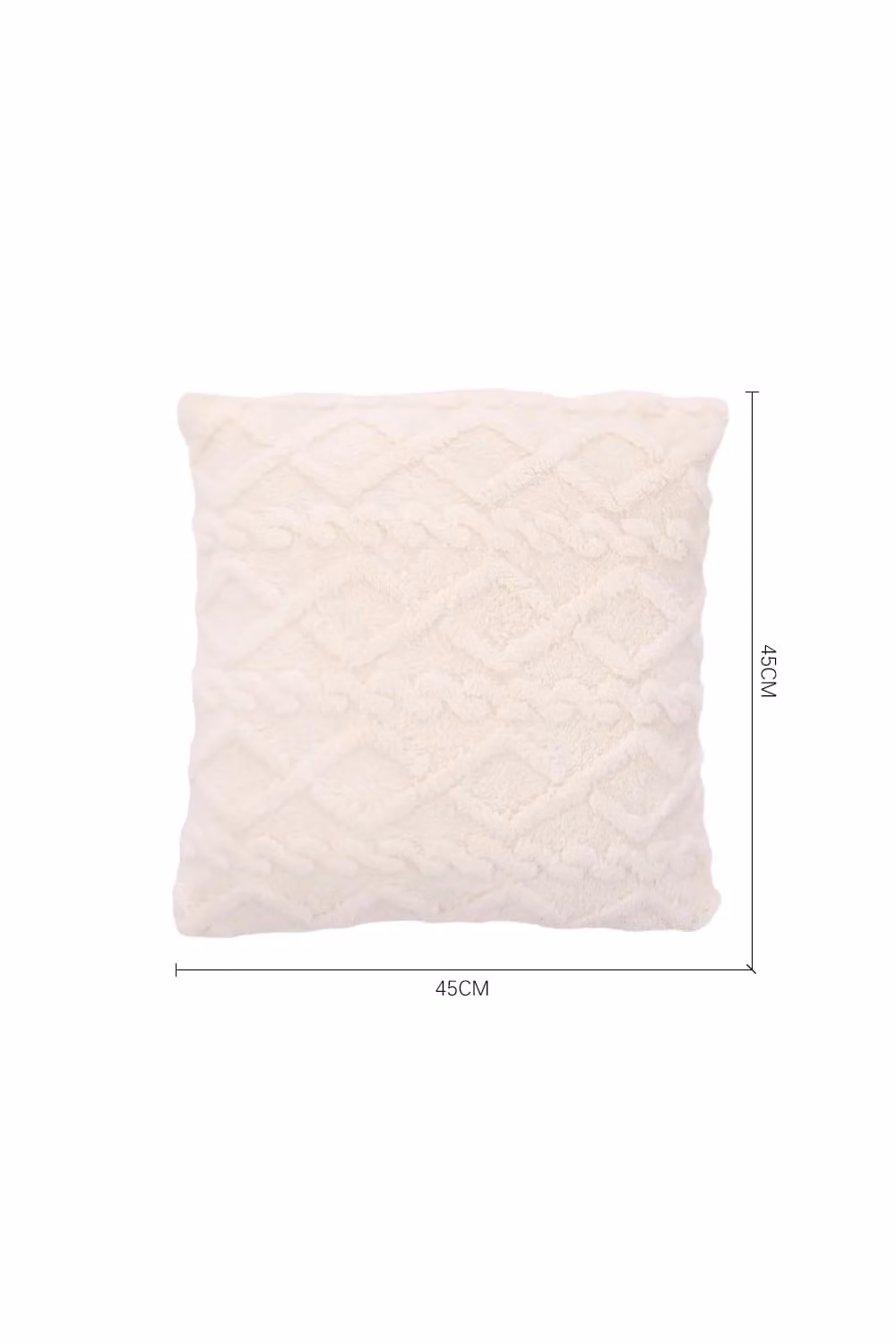 Living and Home White Jacquard Plush Square Throw Pillow, W/D/H: 45 x 45 x 45 cm – 2
