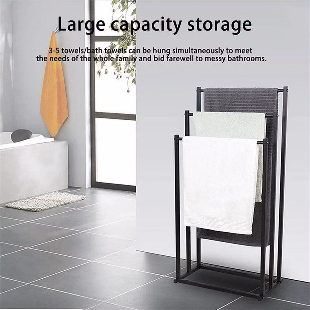 Nordara Black 3-Tier Metal Bathroom Towel Rack, W: 45 cm, H: 75 cm – 3