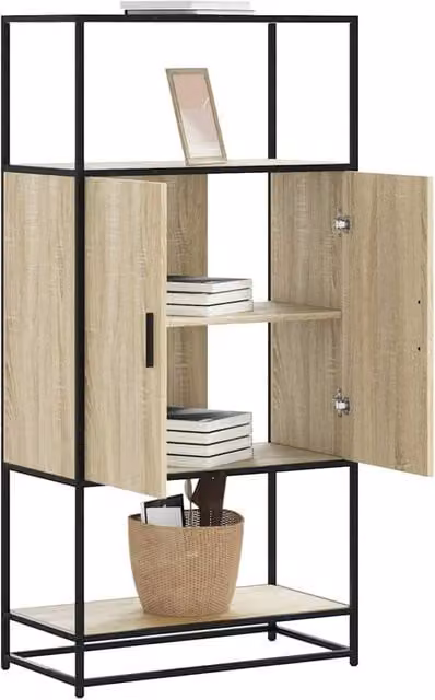 Berkfield Home Sonoma Oak Highboard in Light Brown, W/D/H: 68 x 35 x 139 cm