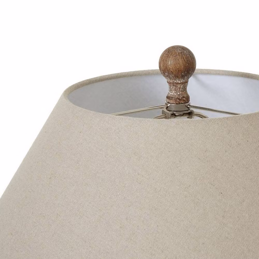 Lemon Pavilion Furniture and Decor Saturn Table Lamp in Brown with Ceramic Base and Fabric Shade, W53 x D53 x H71 cm – 2